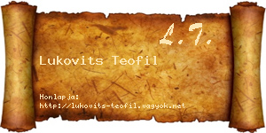Lukovits Teofil névjegykártya